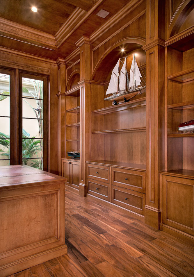 office built-ins millwork by Acadian Builders in Naples FL